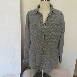 Madewell Cotton Button Down Black White Shirt Size S